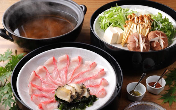 金目鯛と鮑のしゃぶしゃぶ